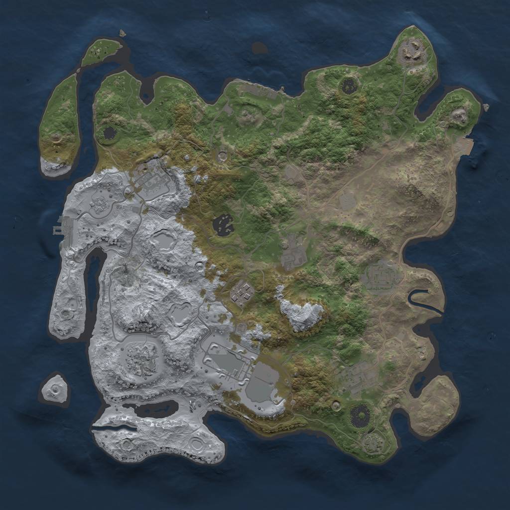 Rust Map: Procedural Map, Size: 3500, Seed: 476684413, 17 Monuments