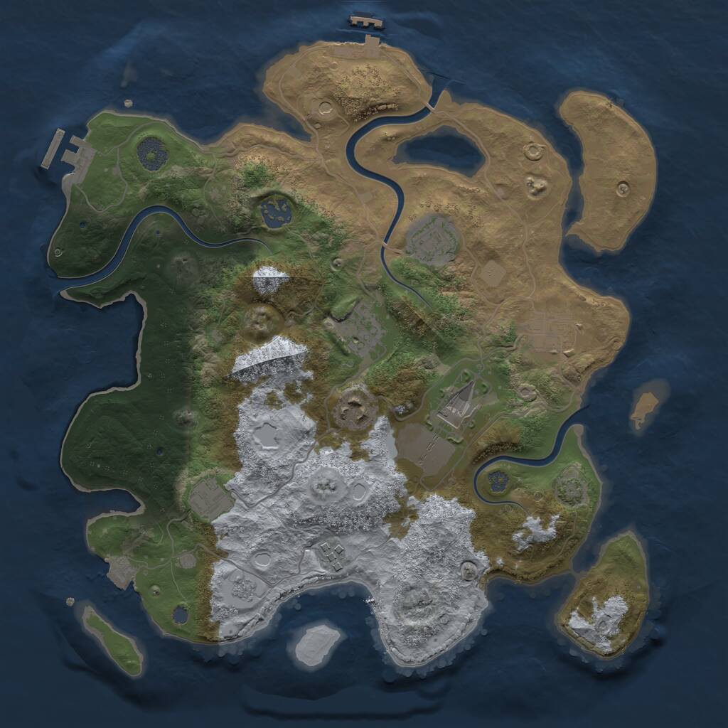 Rust Map: Procedural Map, Size: 3500, Seed: 2092394532, 15 Monuments