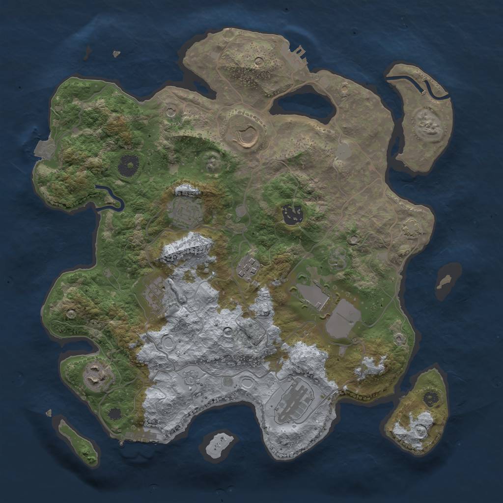 Rust Map: Procedural Map, Size: 3500, Seed: 2092394532, 16 Monuments