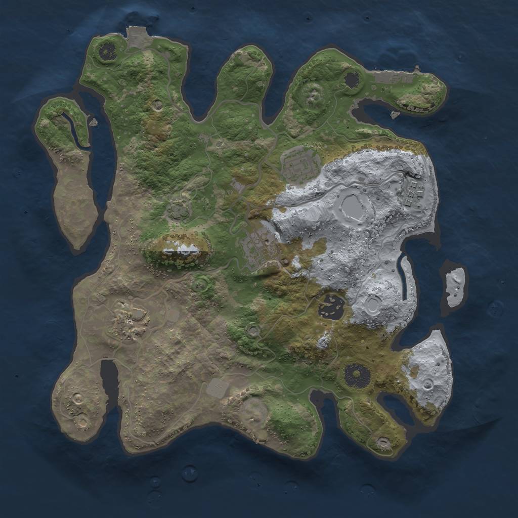 Rust Map: Procedural Map, Size: 3000, Seed: 575821451, 10 Monuments