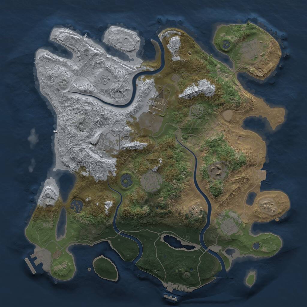 Rust Map: Procedural Map, Size: 3500, Seed: 1554449532, 15 Monuments