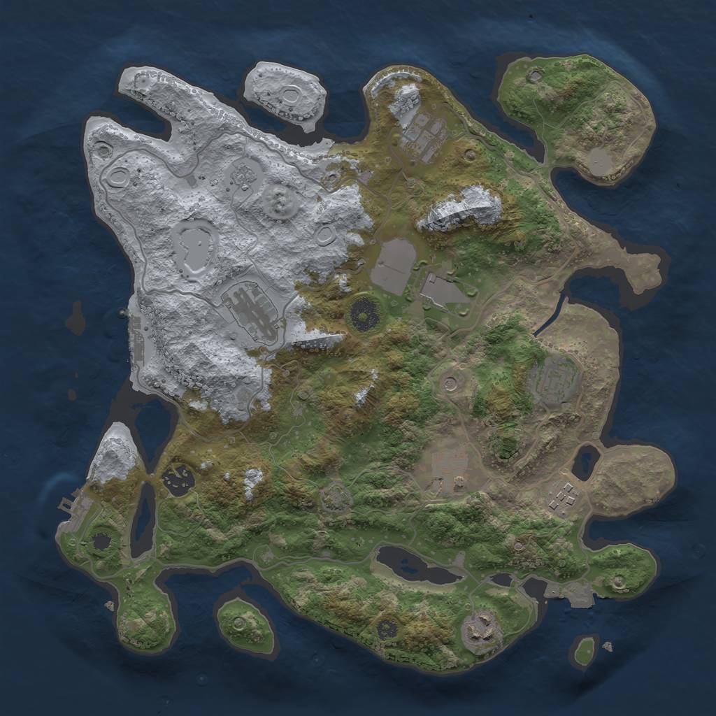 Rust Map: Procedural Map, Size: 3500, Seed: 1554449532, 16 Monuments