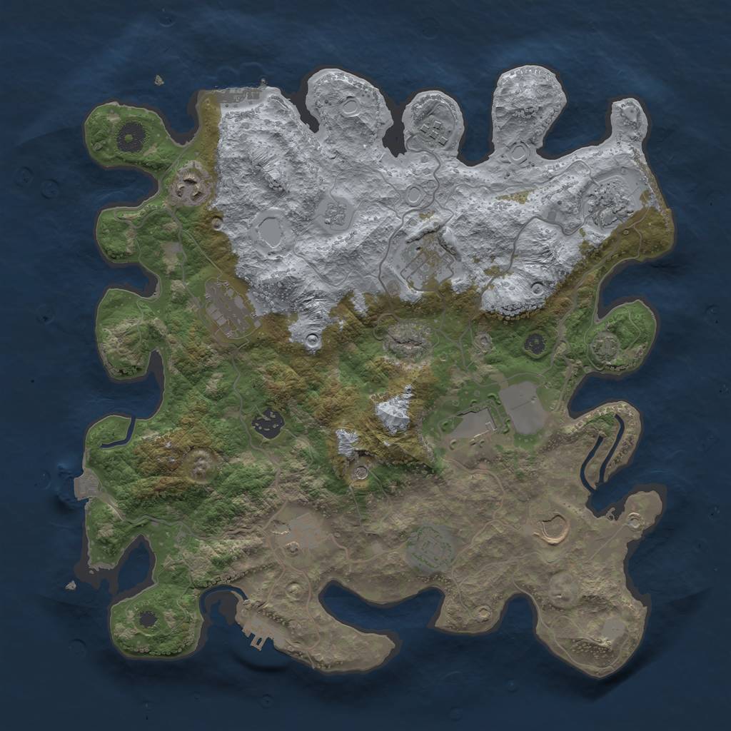 Rust Map: Procedural Map, Size: 3700, Seed: 276077756, 18 Monuments