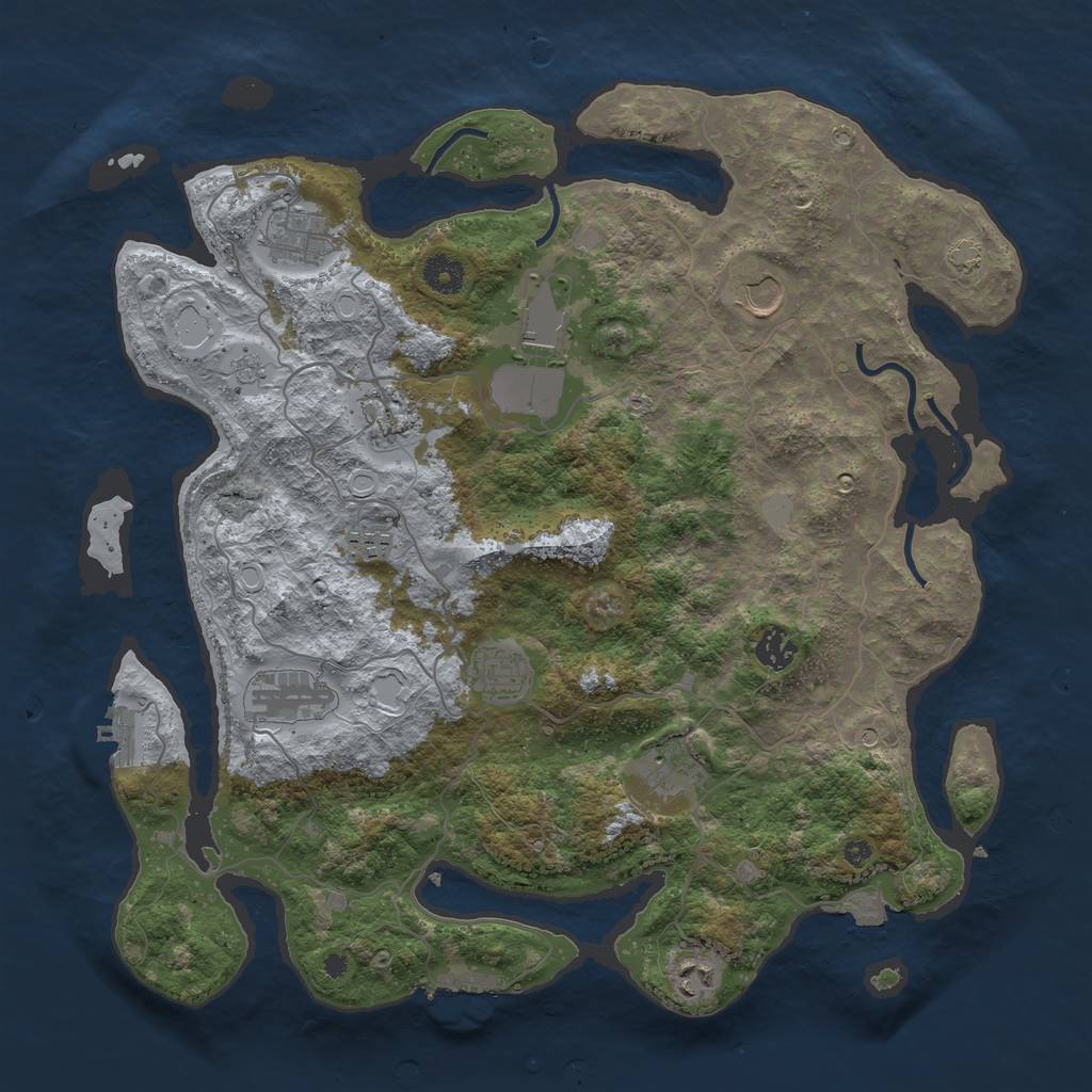 Rust Map: Procedural Map, Size: 4000, Seed: 317196420, 18 Monuments