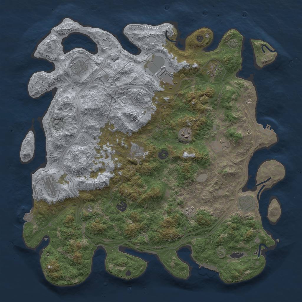 Rust Map: Procedural Map, Size: 4500, Seed: 13192021, 18 Monuments