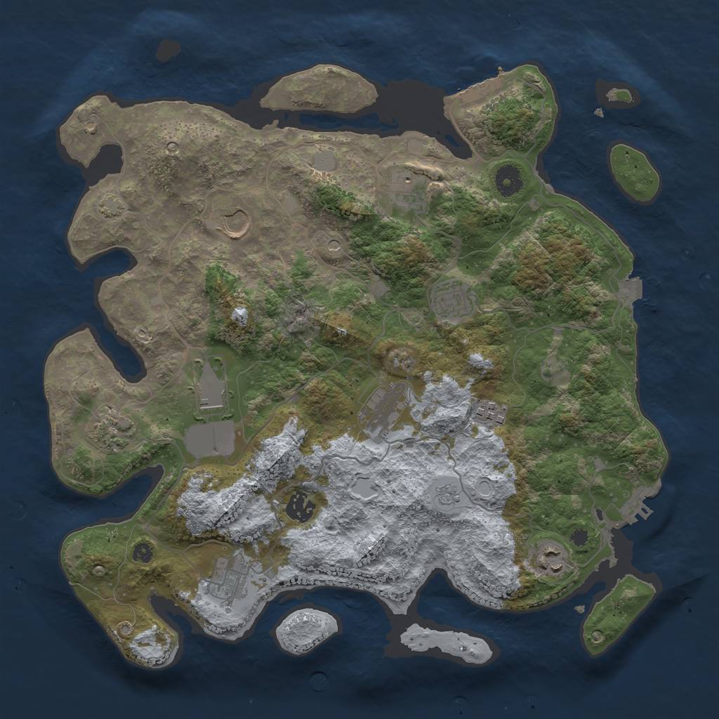 Rust Map: Procedural Map, Size: 3750, Seed: 97232501, 18 Monuments