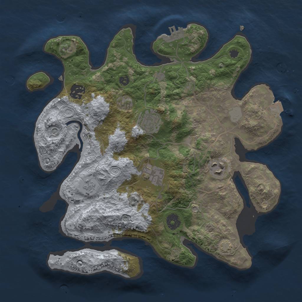 Rust Map: Procedural Map, Size: 3000, Seed: 2068376, 11 Monuments