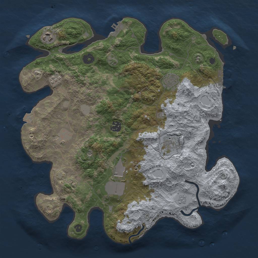 Rust Map: Procedural Map, Size: 3500, Seed: 1965631878, 15 Monuments