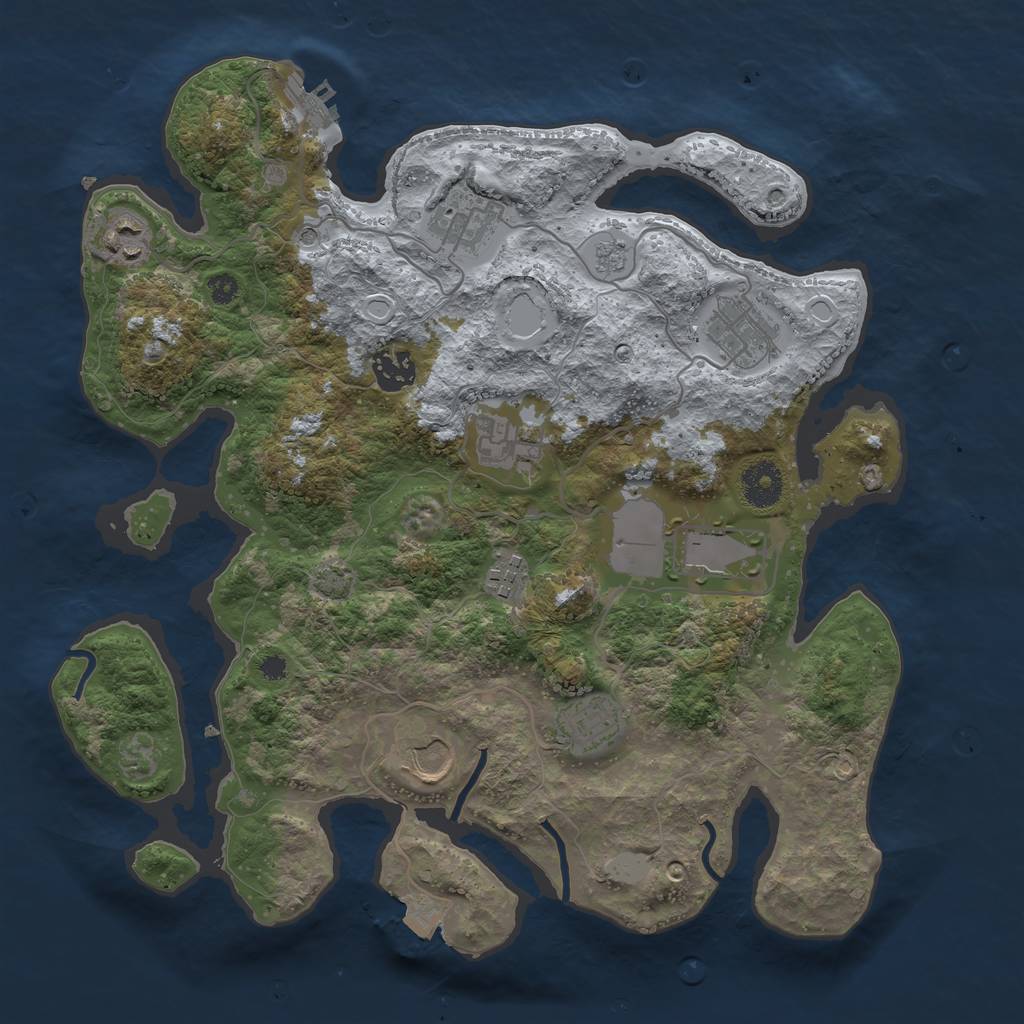 Rust Map: Procedural Map, Size: 3500, Seed: 2027184914, 16 Monuments