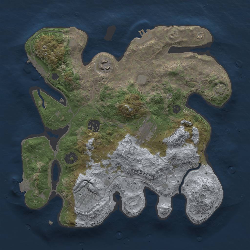 Rust Map: Procedural Map, Size: 3000, Seed: 751596660, 11 Monuments
