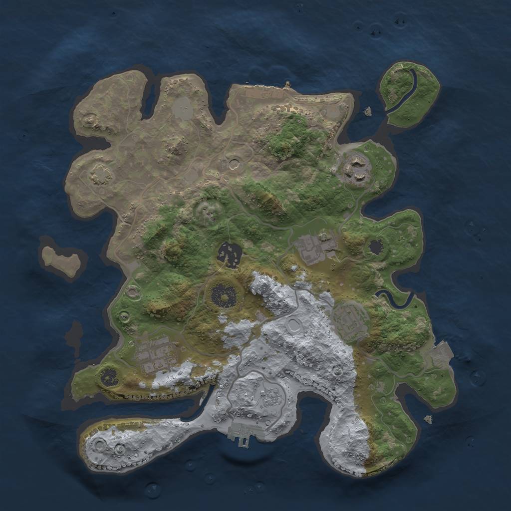 Rust Map: Procedural Map, Size: 3000, Seed: 1194966689, 13 Monuments