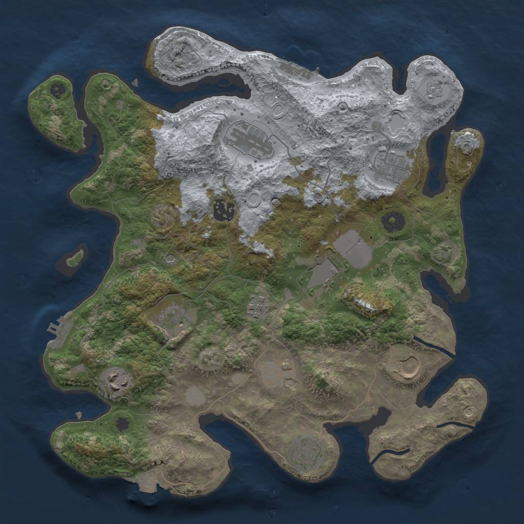 Rust Map: Procedural Map, Size: 3500, Seed: 54152068, 18 Monuments