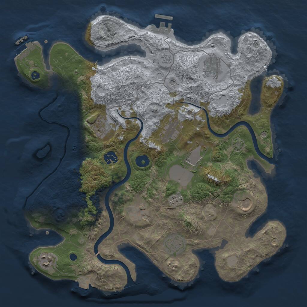 Rust Map: Procedural Map, Size: 3500, Seed: 54152068, 16 Monuments