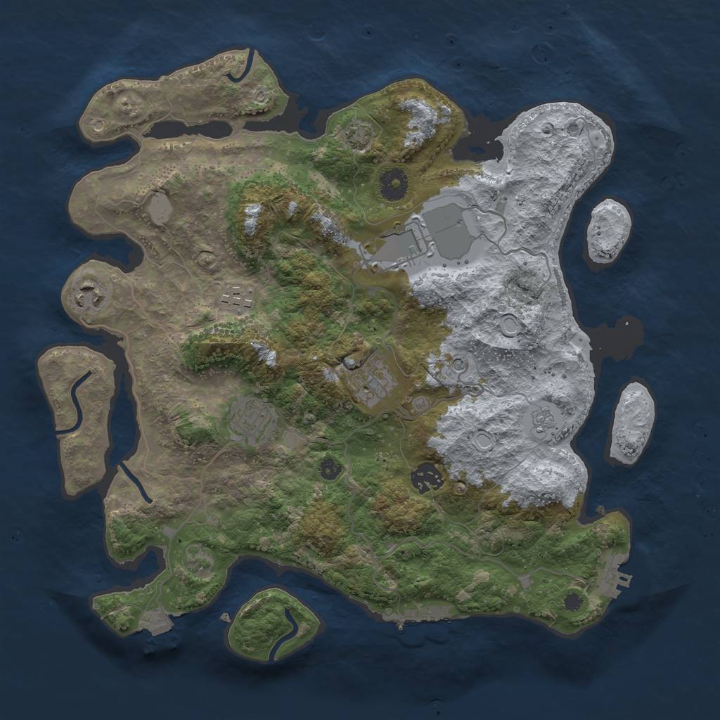 Rust Map: Procedural Map, Size: 3500, Seed: 1131324449, 14 Monuments