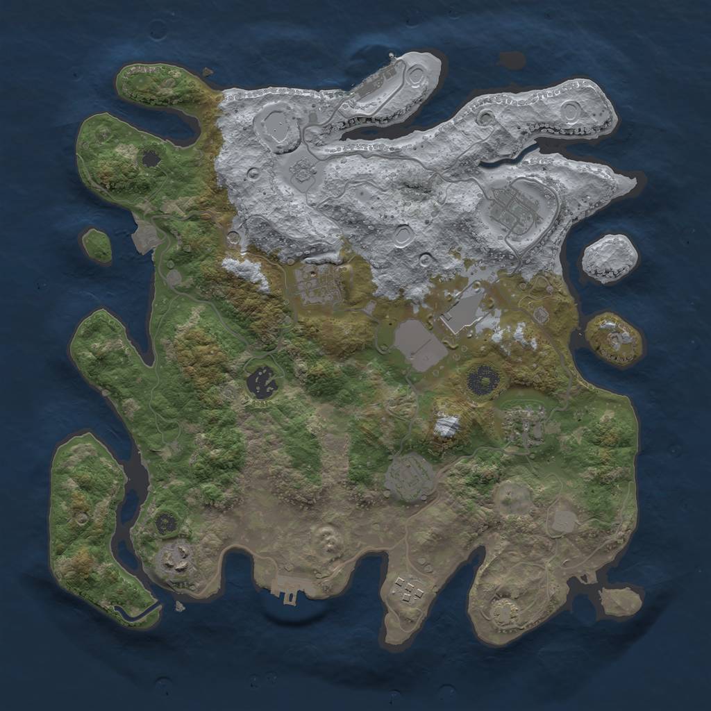 Rust Map: Procedural Map, Size: 3500, Seed: 92346253, 16 Monuments