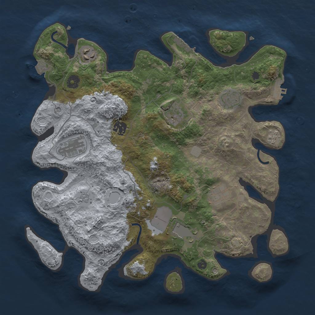 Rust Map: Procedural Map, Size: 3500, Seed: 2028866106, 16 Monuments