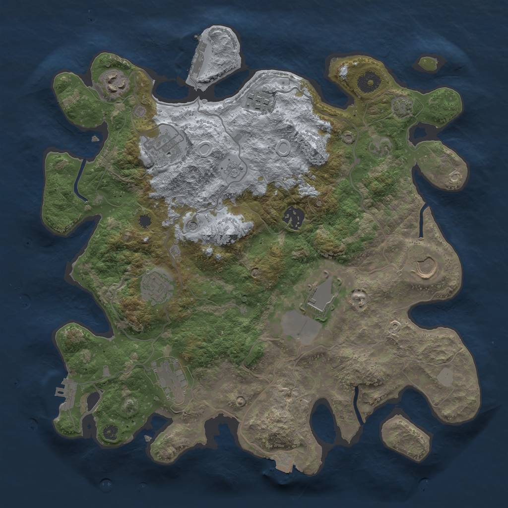 Rust Map: Procedural Map, Size: 3500, Seed: 79685651, 16 Monuments