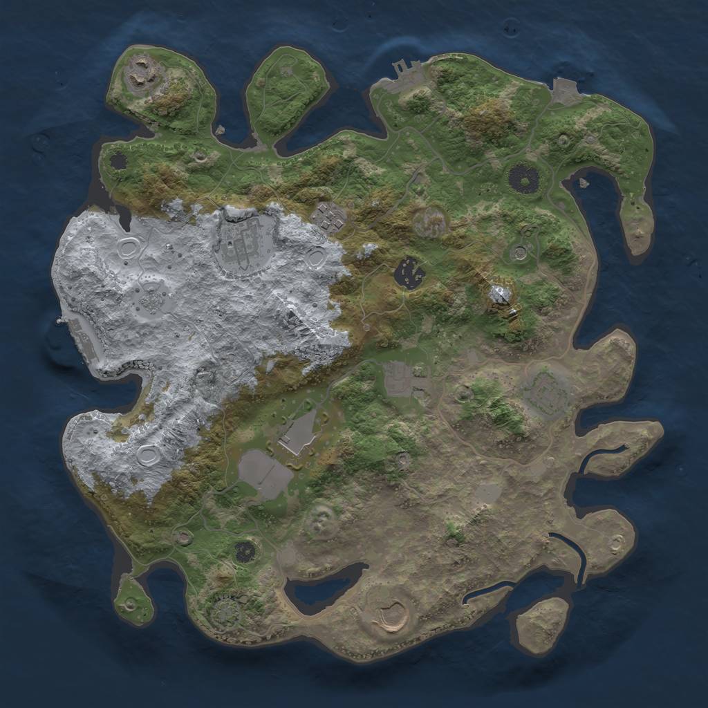 Rust Map: Procedural Map, Size: 3500, Seed: 2147233075, 16 Monuments