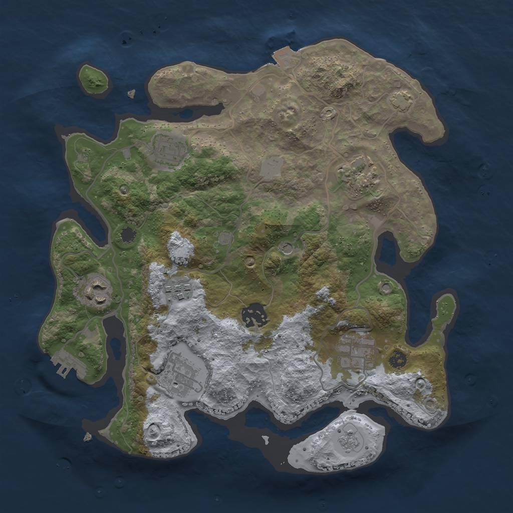 Rust Map: Procedural Map, Size: 3000, Seed: 1357760884, 14 Monuments