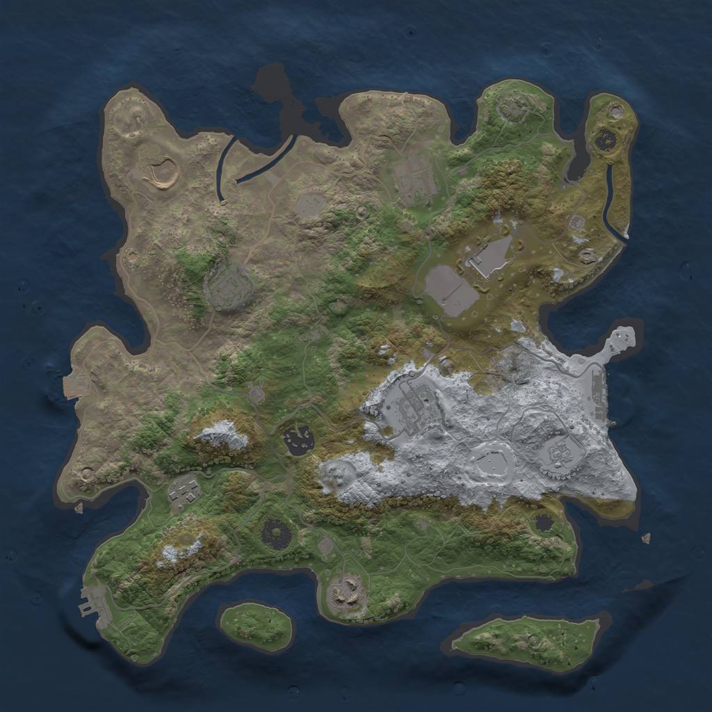 Rust Map: Procedural Map, Size: 3500, Seed: 6677, 15 Monuments