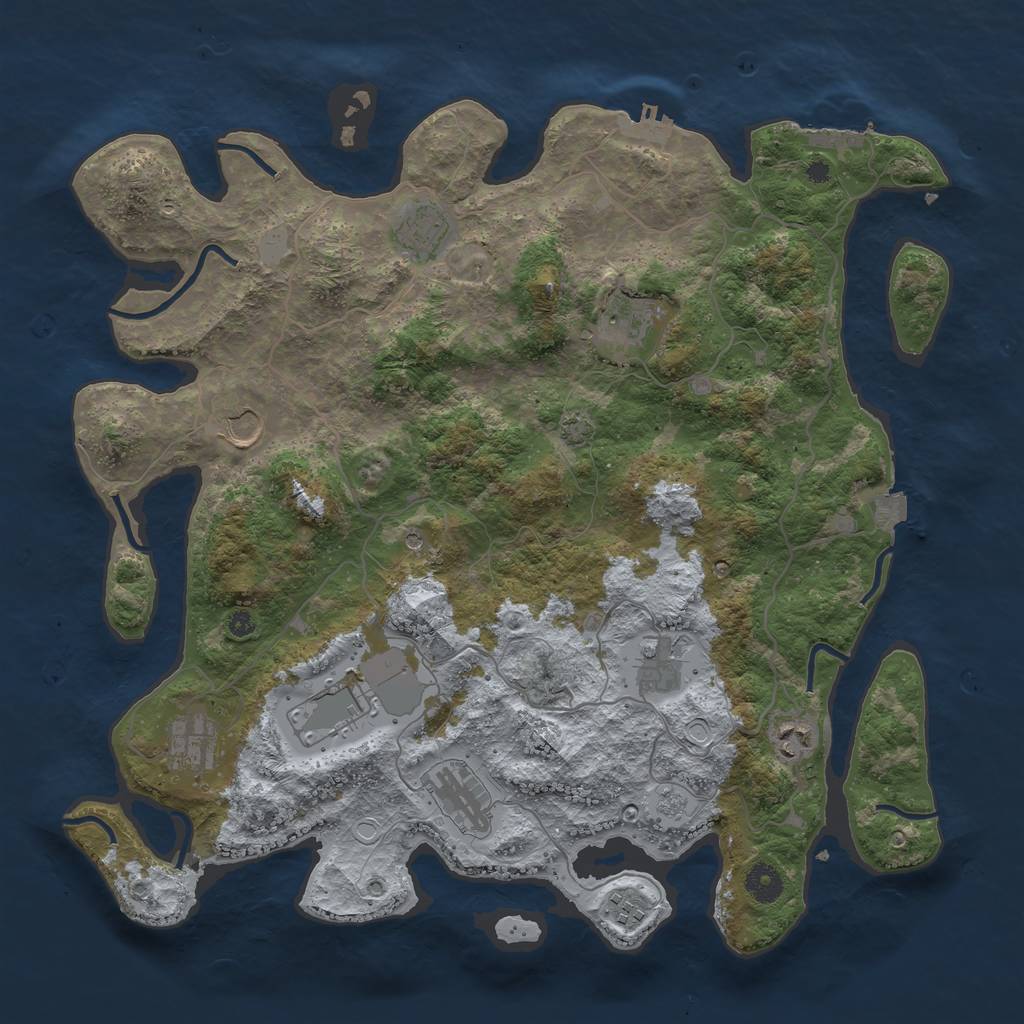 Rust Map: Procedural Map, Size: 4050, Seed: 1030948917, 17 Monuments