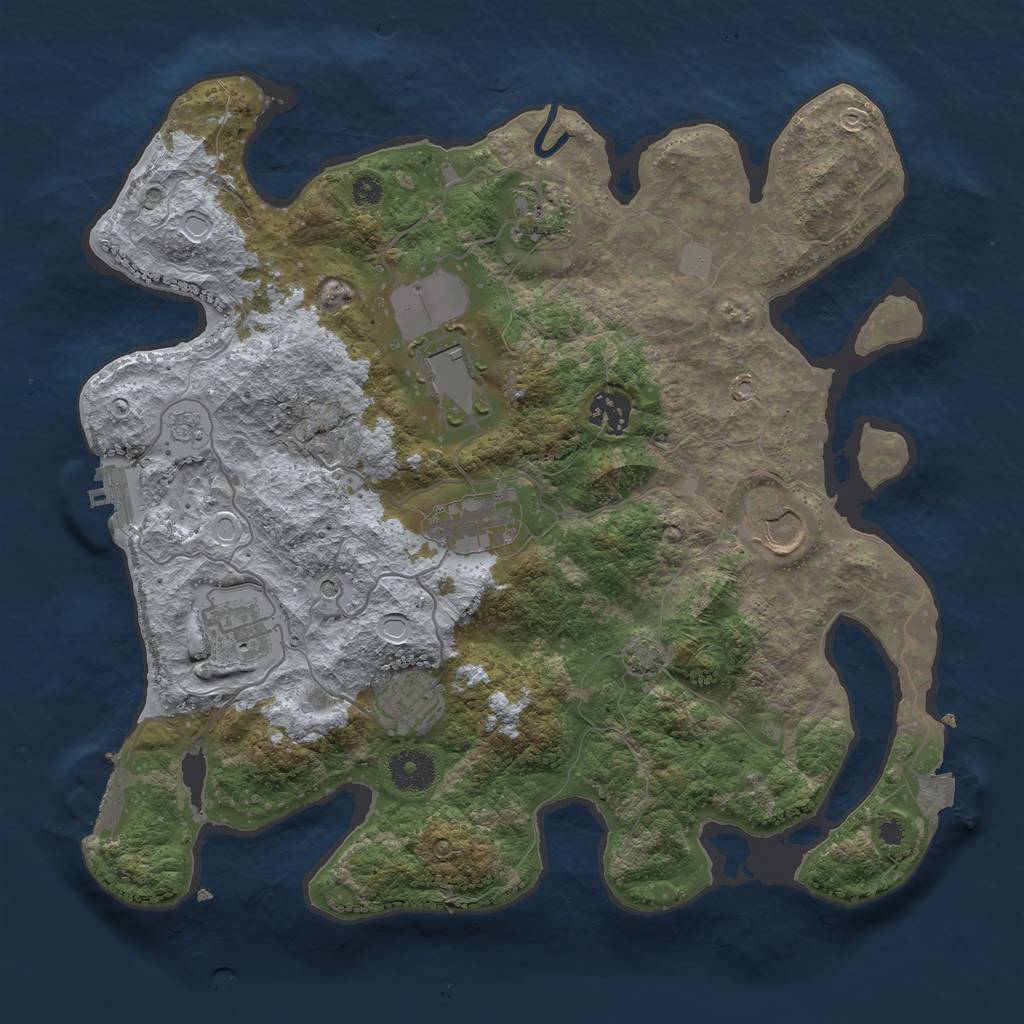 Rust Map: Procedural Map, Size: 3500, Seed: 1206969403, 15 Monuments