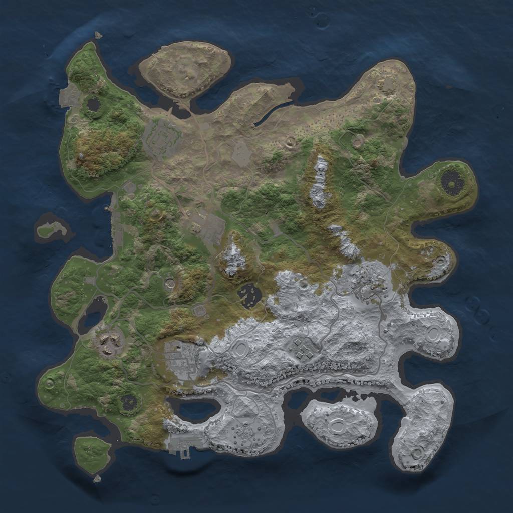 Rust Map: Procedural Map, Size: 3250, Seed: 100997402, 15 Monuments