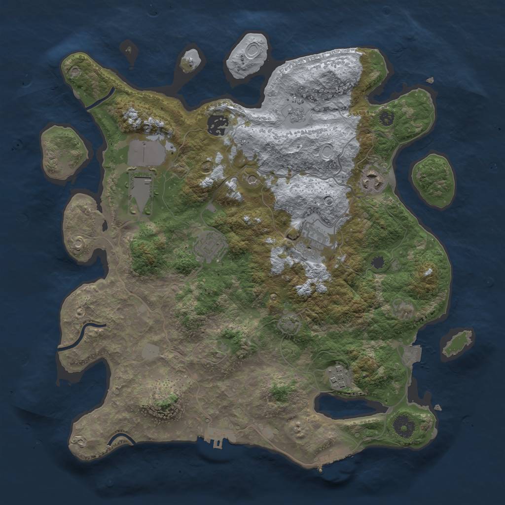 Rust Map: Procedural Map, Size: 3500, Seed: 1663390066, 14 Monuments