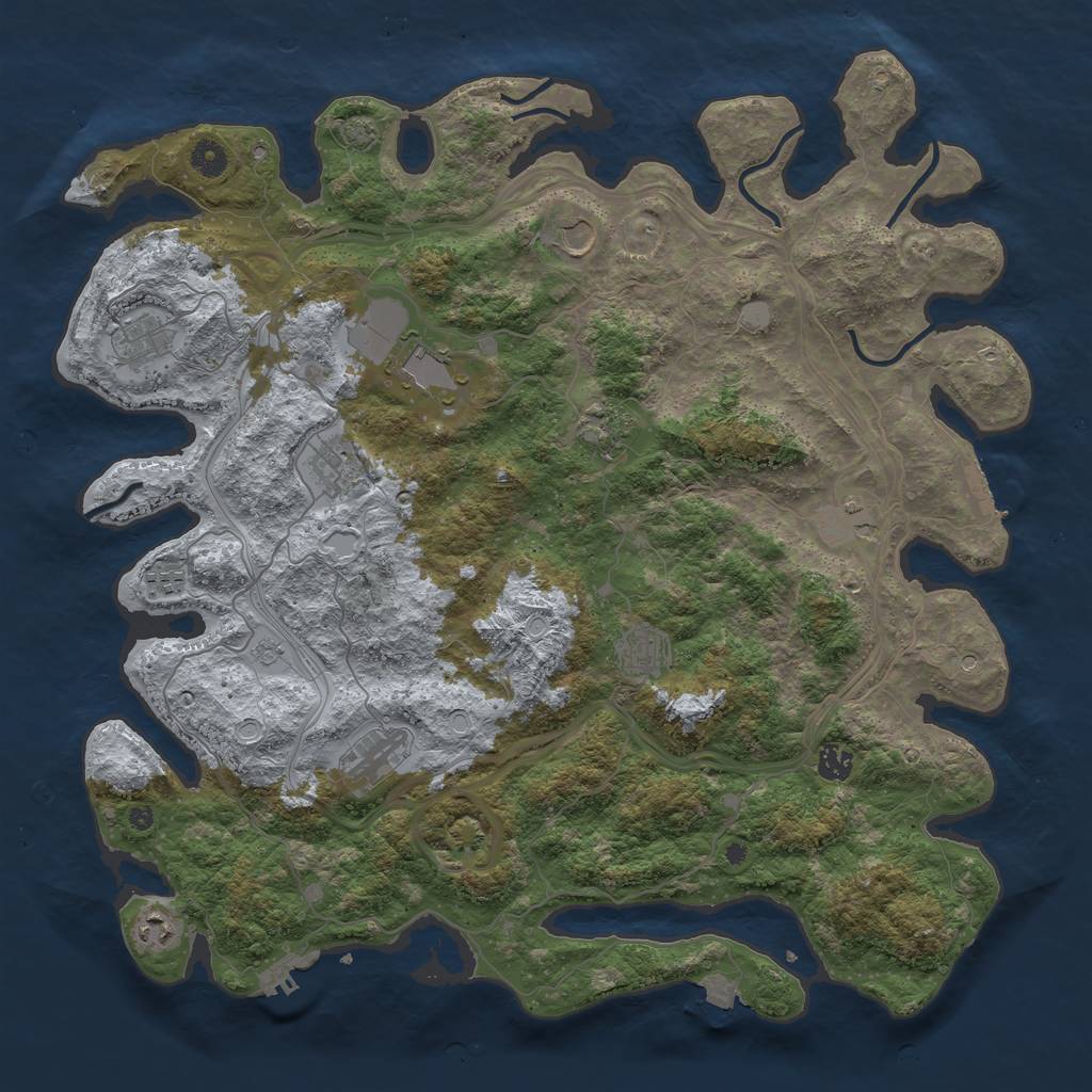 Rust Map: Procedural Map, Size: 4500, Seed: 280705786, 19 Monuments