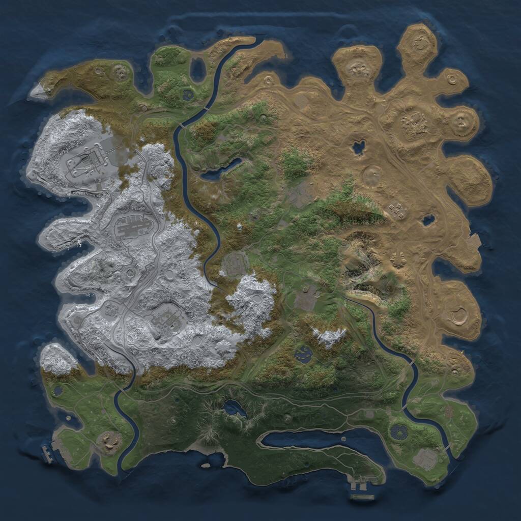 Rust Map: Procedural Map, Size: 4500, Seed: 280705786, 19 Monuments