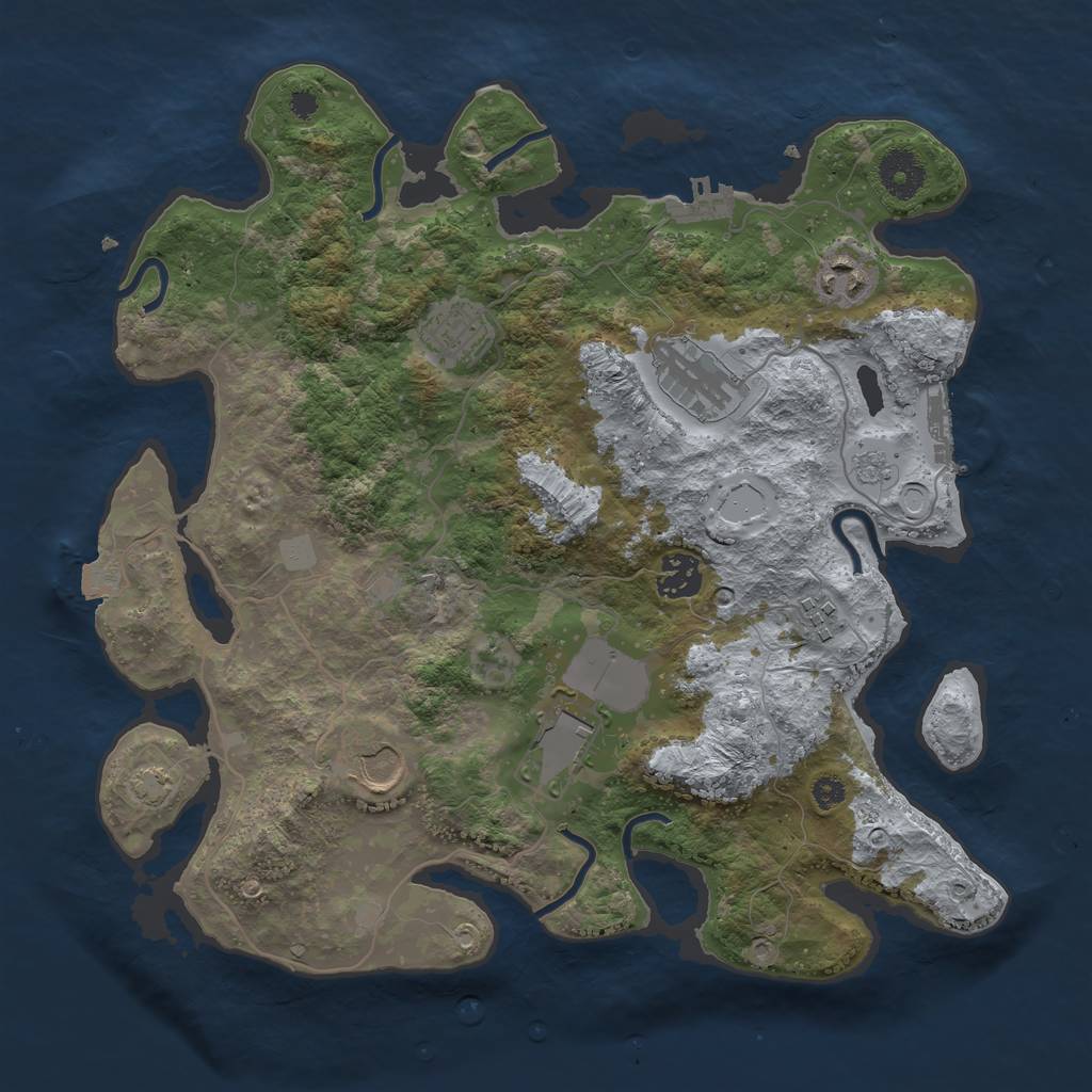 Rust Map: Procedural Map, Size: 3500, Seed: 2111519480, 14 Monuments