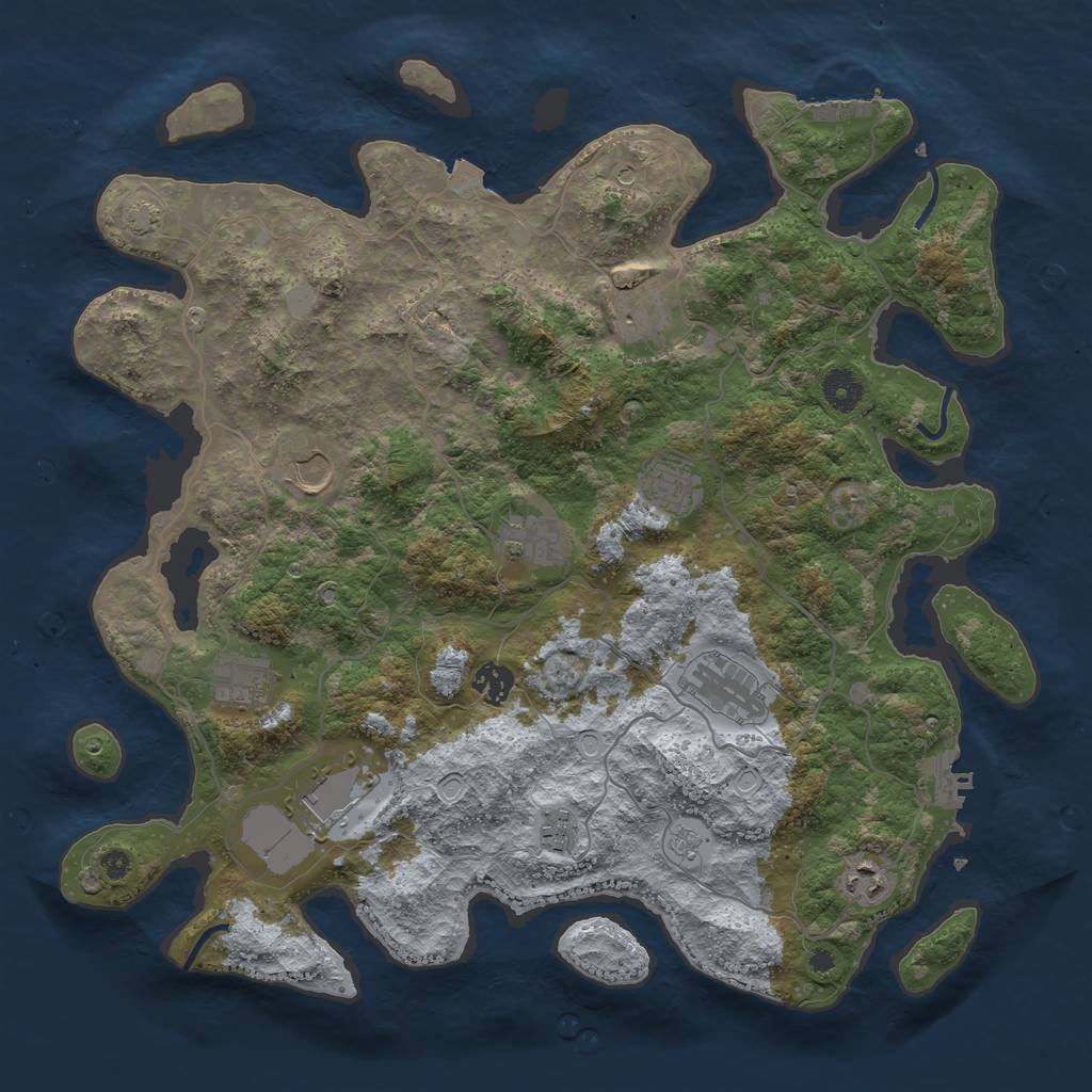 Rust Map: Procedural Map, Size: 4000, Seed: 13372, 18 Monuments