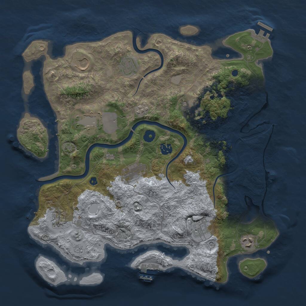 Rust Map: Procedural Map, Size: 3800, Seed: 26214199, 16 Monuments