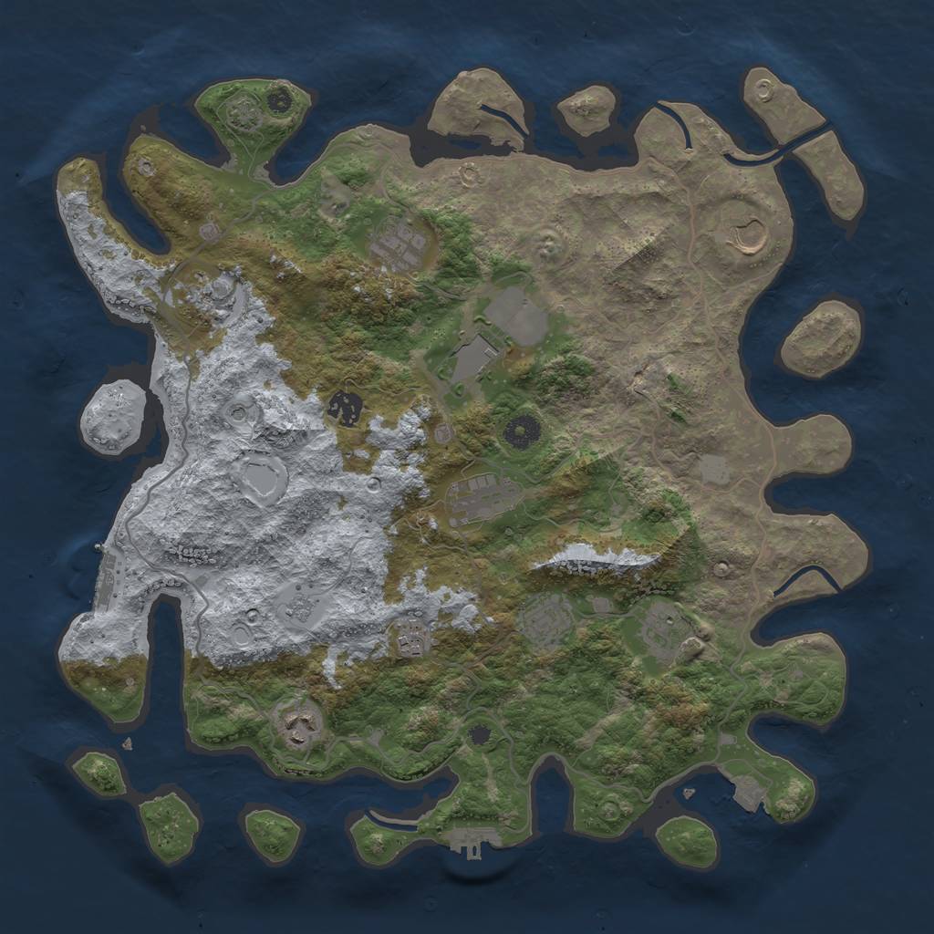 Rust Map: Procedural Map, Size: 4000, Seed: 7033635, 18 Monuments