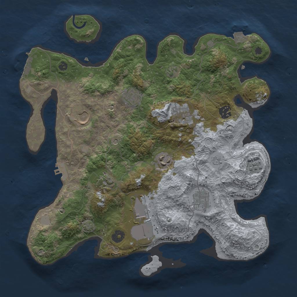 Rust Map: Procedural Map, Size: 3500, Seed: 95228356, 17 Monuments