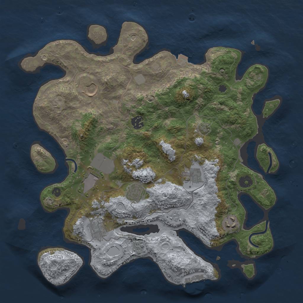 Rust Map: Procedural Map, Size: 3500, Seed: 1577703115, 15 Monuments