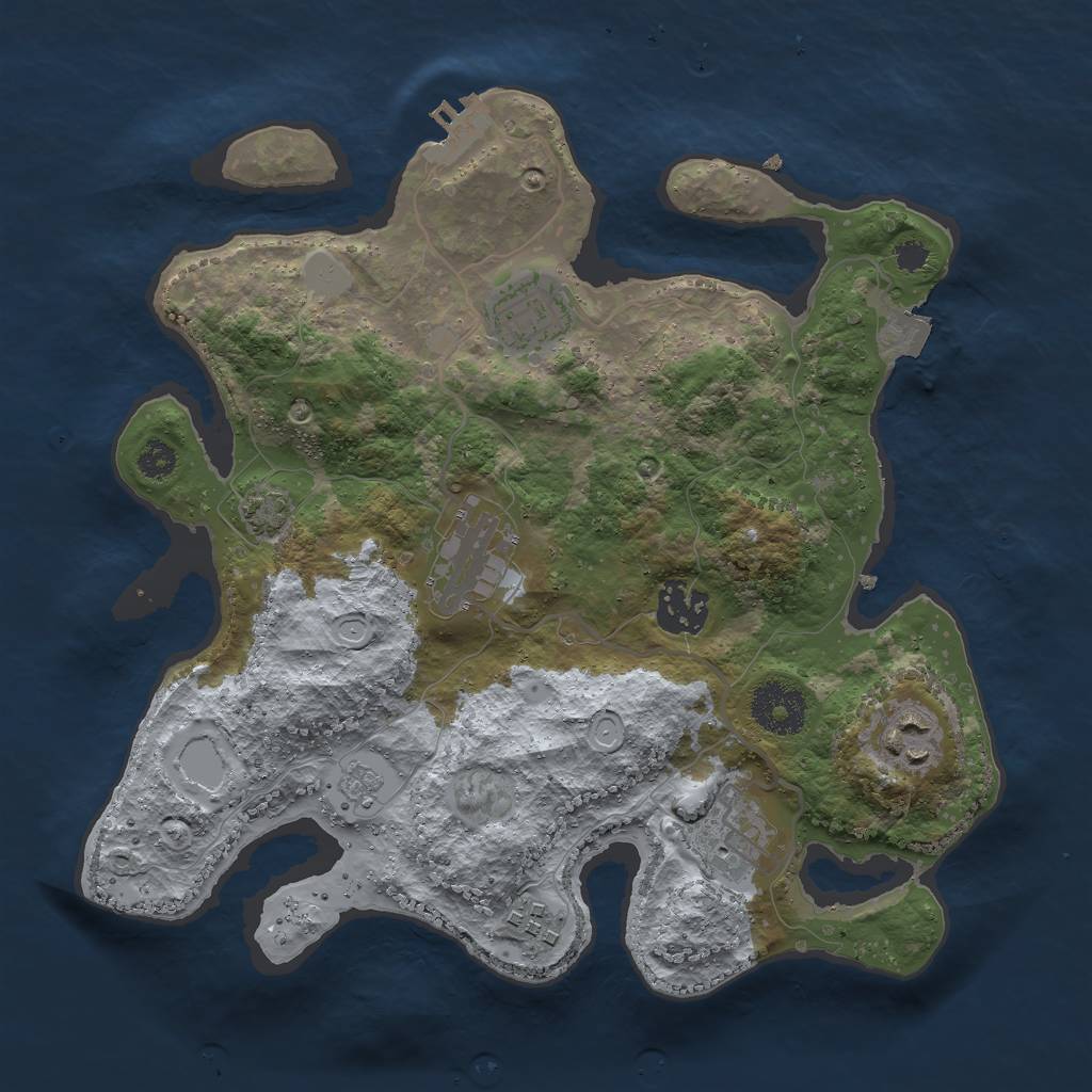 Rust Map: Procedural Map, Size: 3000, Seed: 718359322, 12 Monuments