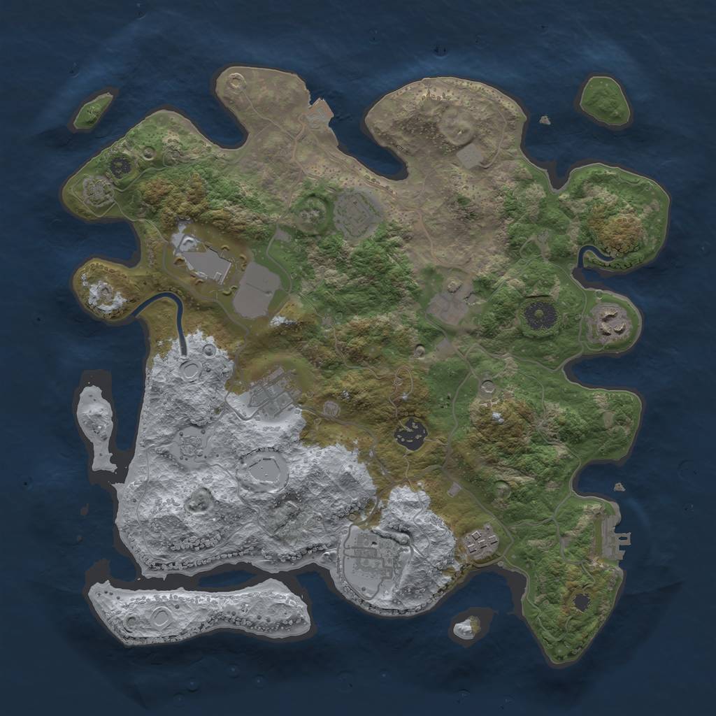 Rust Map: Procedural Map, Size: 3500, Seed: 1407473244, 15 Monuments