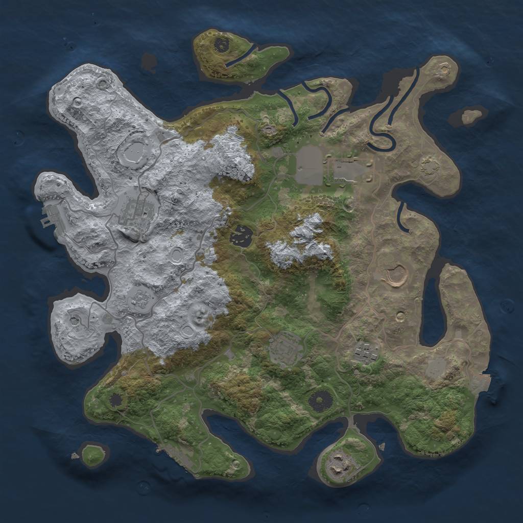 Rust Map: Procedural Map, Size: 3500, Seed: 9143463, 15 Monuments