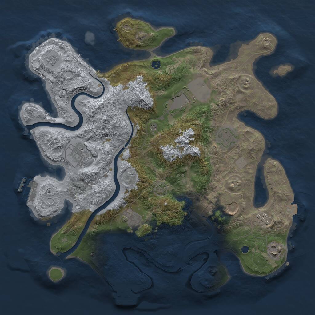 Rust Map: Procedural Map, Size: 3500, Seed: 9143463, 13 Monuments