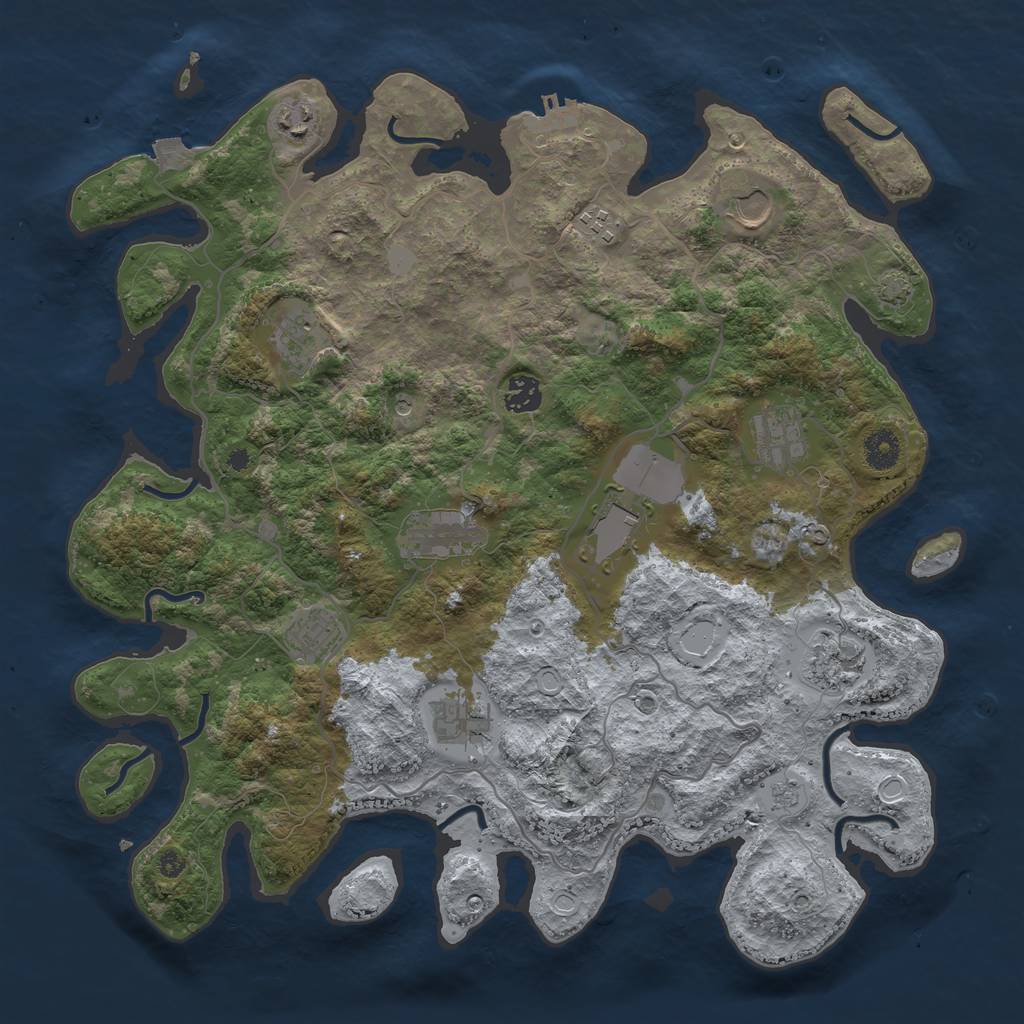 Rust Map: Procedural Map, Size: 4000, Seed: 405508821, 18 Monuments