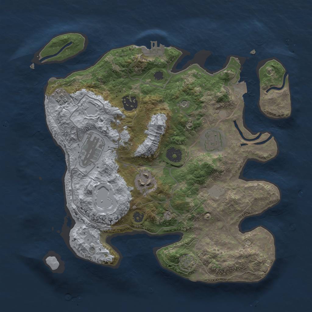 Rust Map: Procedural Map, Size: 3000, Seed: 1933505323, 11 Monuments