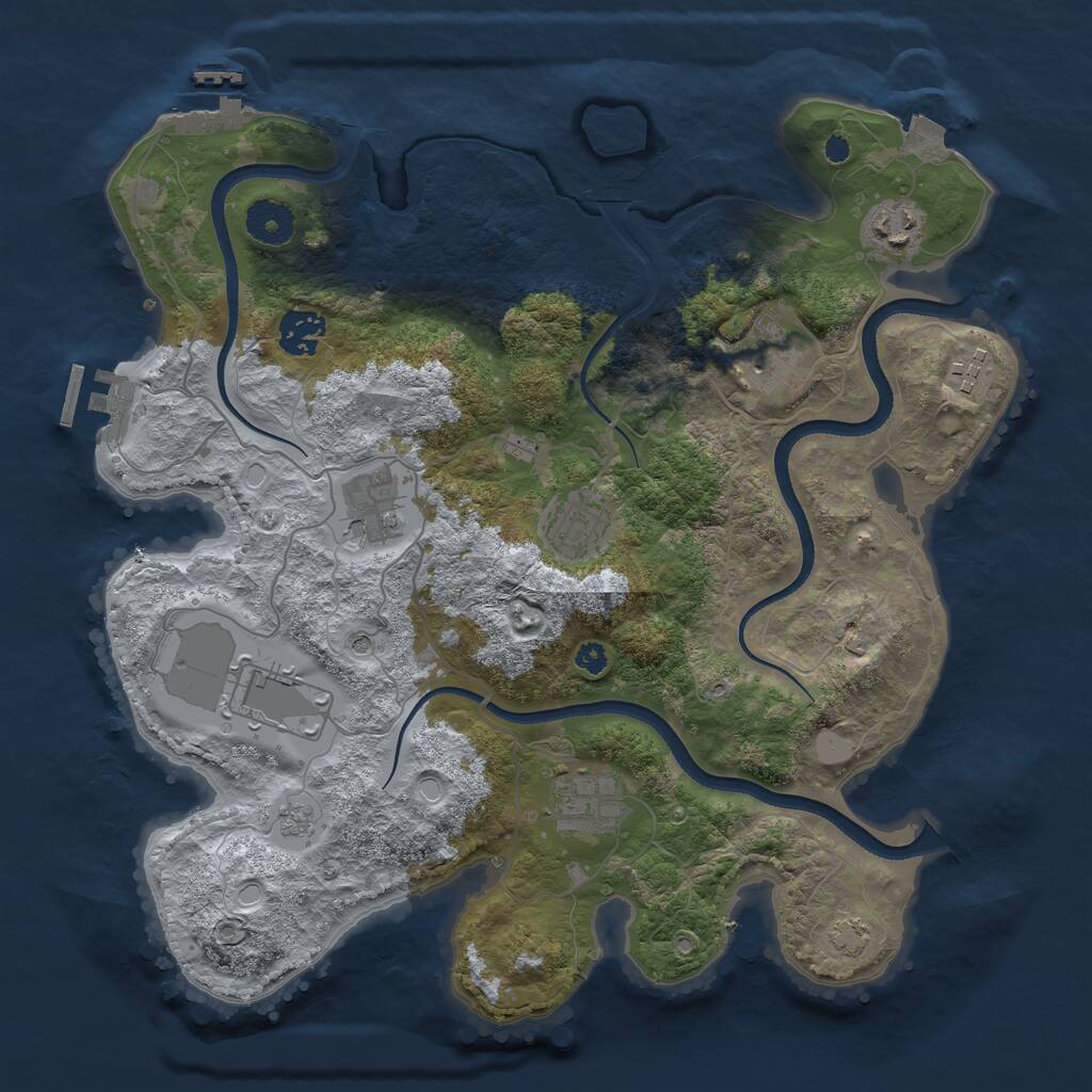 Rust Map: Procedural Map, Size: 3500, Seed: 1905683326, 14 Monuments