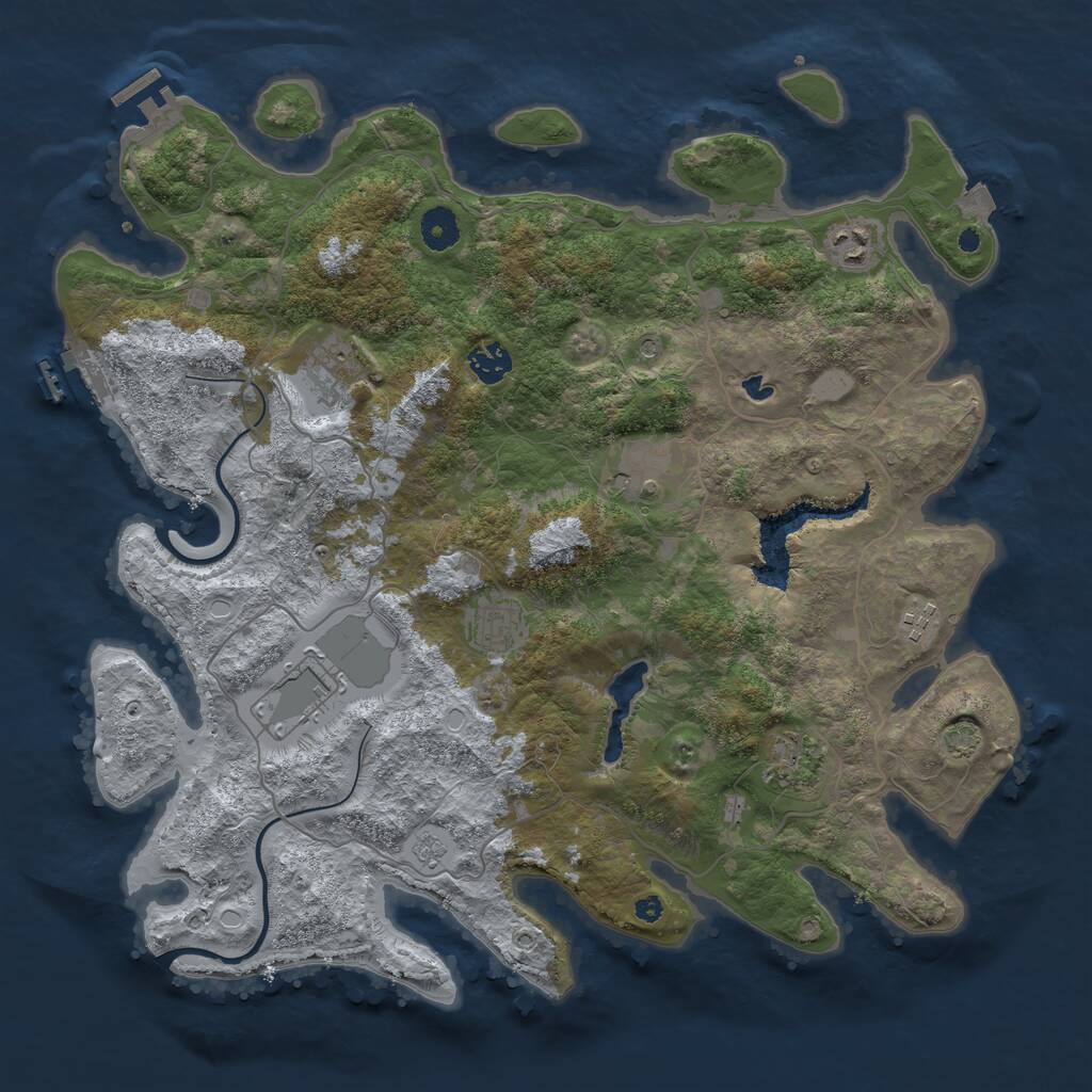 Rust Map: Procedural Map, Size: 4000, Seed: 37975329, 14 Monuments