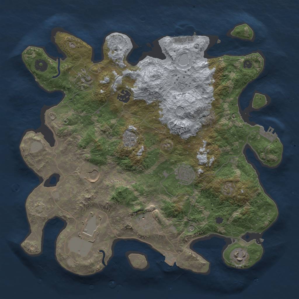 Rust Map: Procedural Map, Size: 3500, Seed: 51651, 16 Monuments