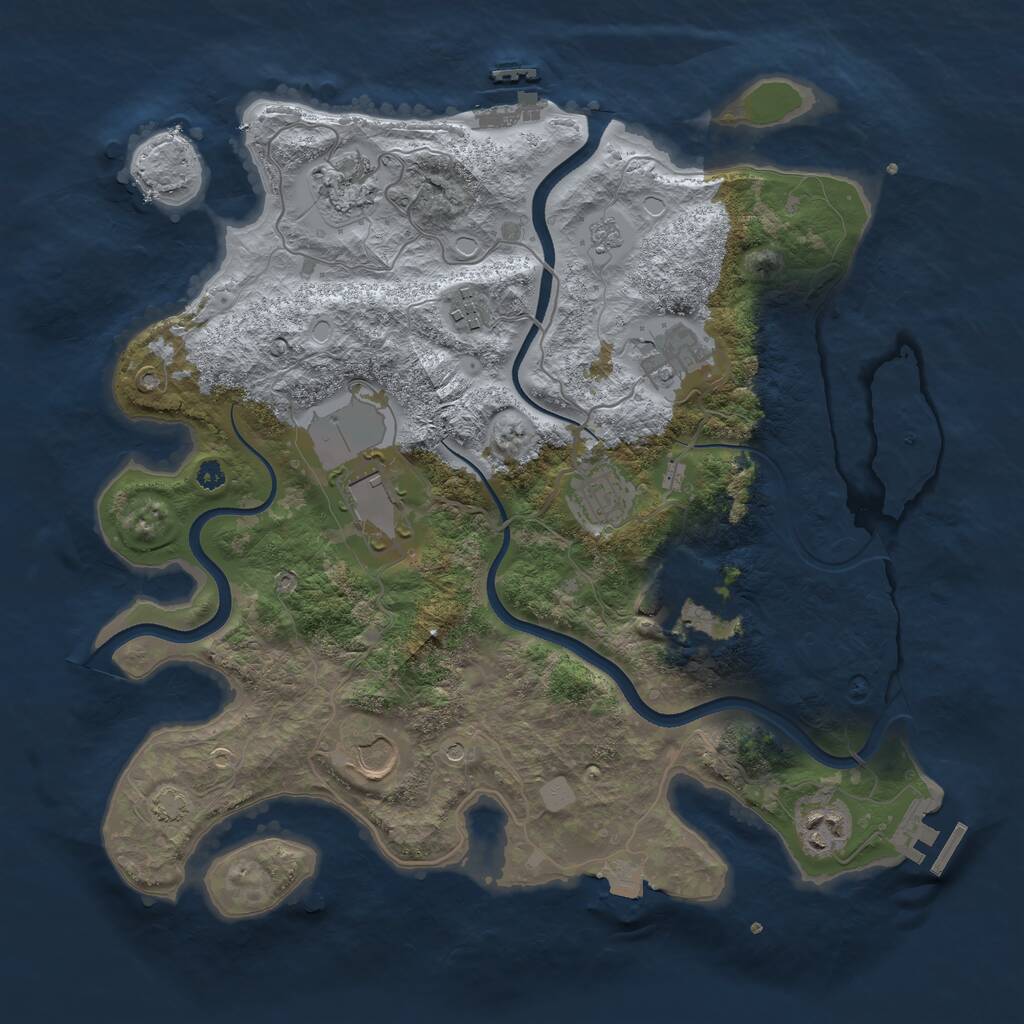 Rust Map: Procedural Map, Size: 3600, Seed: 1210126686, 14 Monuments