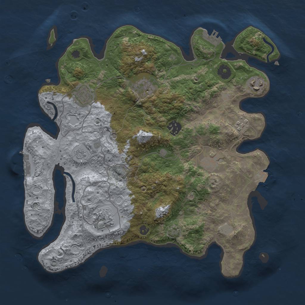 Rust Map: Procedural Map, Size: 3300, Seed: 51397416, 15 Monuments