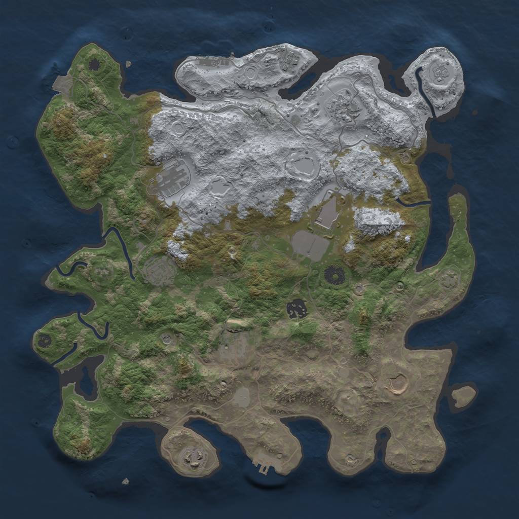 Rust Map: Procedural Map, Size: 3800, Seed: 54607068, 17 Monuments