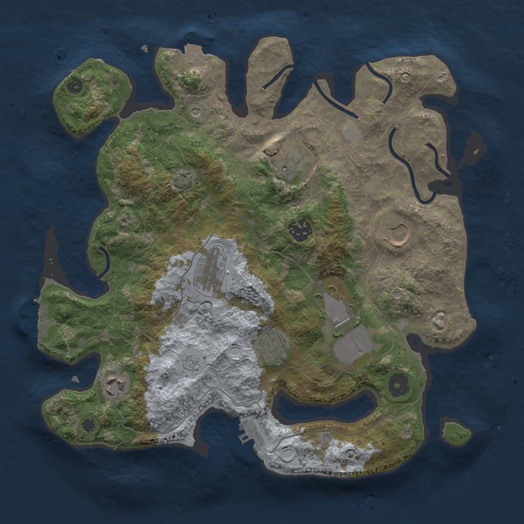 Rust Map: Procedural Map, Size: 3500, Seed: 2091907342, 15 Monuments