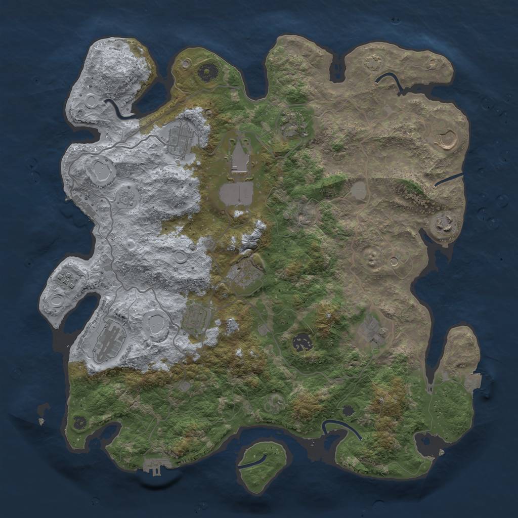 Rust Map: Procedural Map, Size: 4000, Seed: 1915232814, 19 Monuments